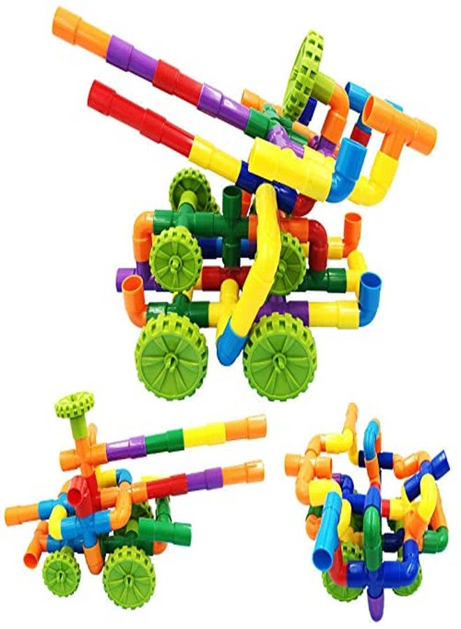 PULSBERY Big Sized Pipe Building Blocks for Kids with Wheel Blocks Game Toy Set for 3-8 Years Old Kids Boys & Girls,Multi Color,85 Piece (Building Block Toys) - Image 4